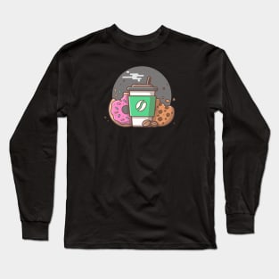 Coffee cup, cookies and doughnut Long Sleeve T-Shirt